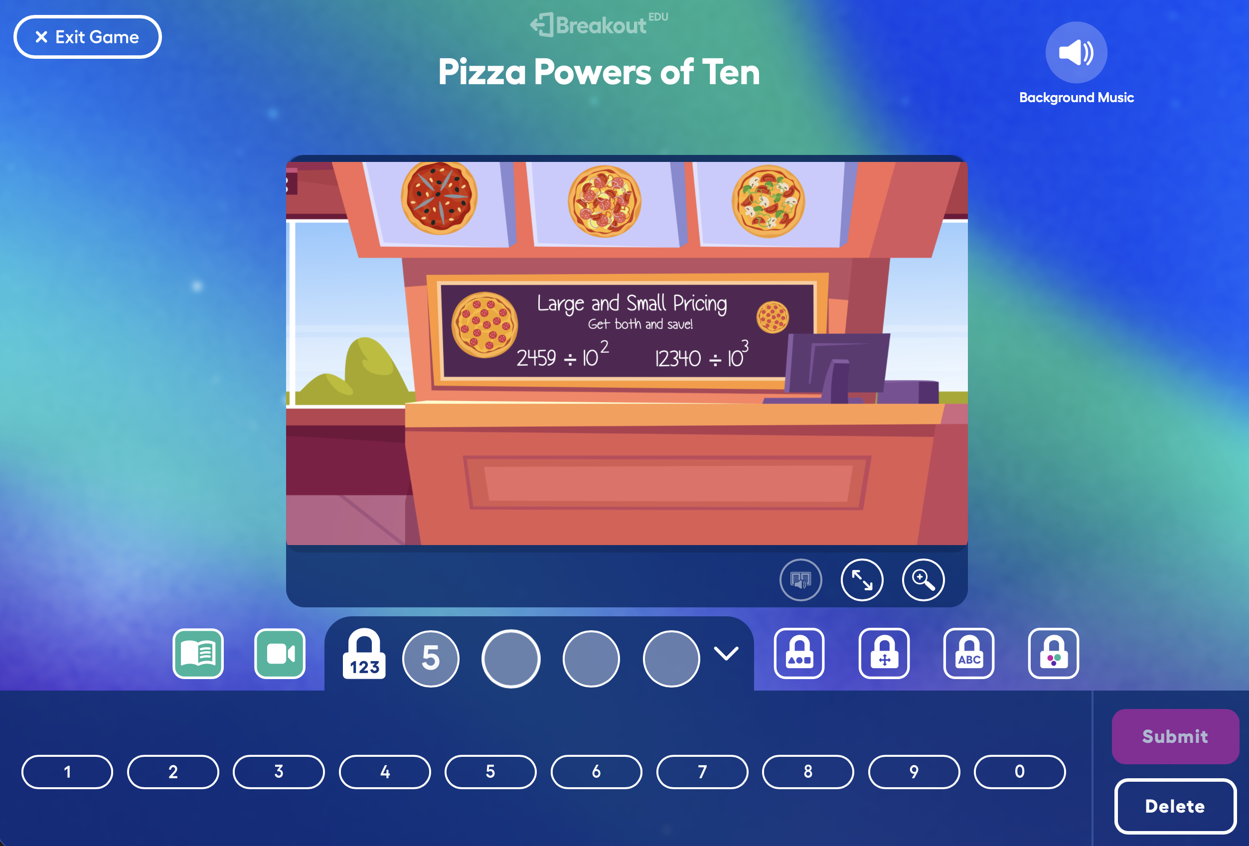 Pizza Powers of Ten game screenshot